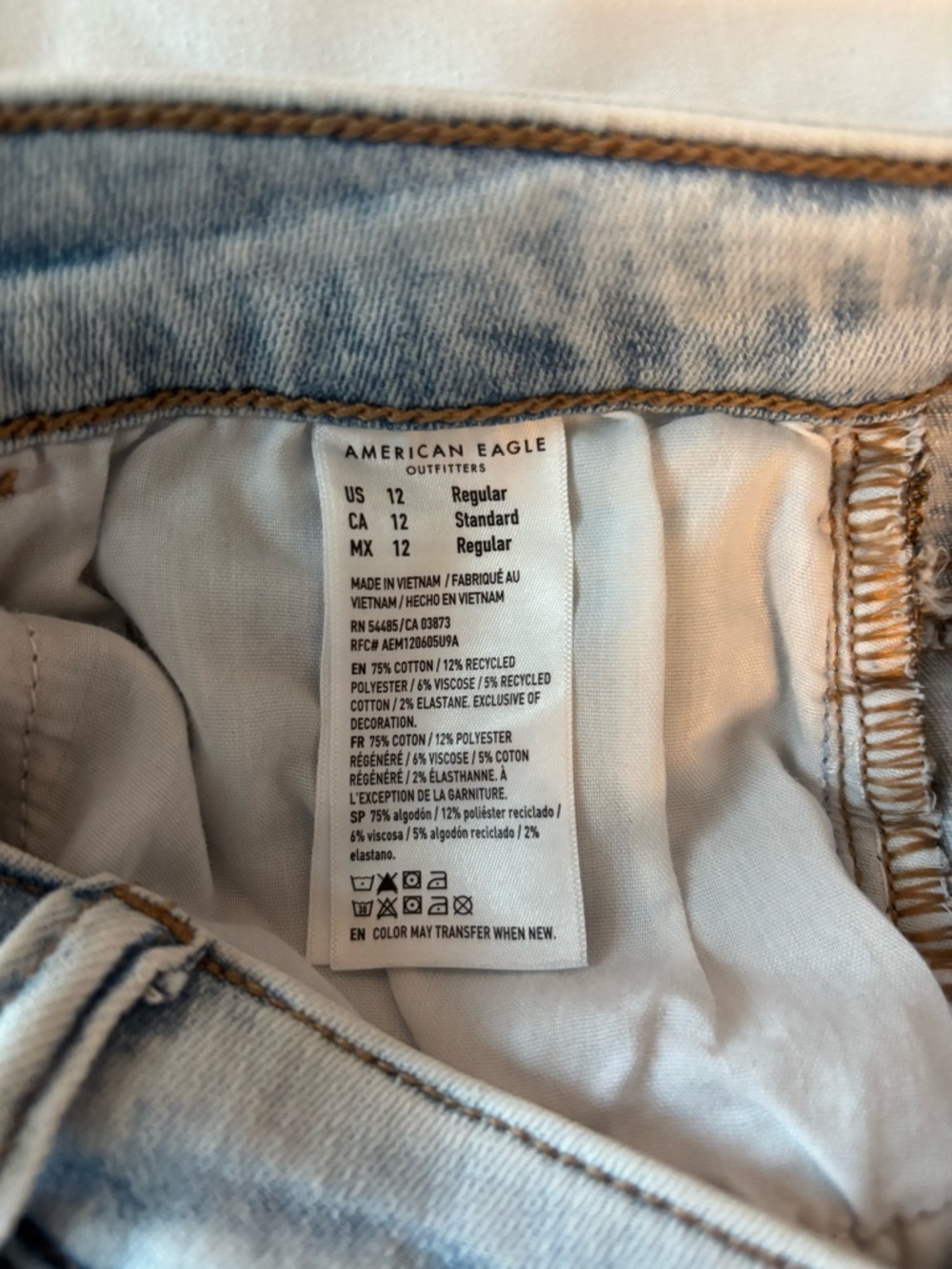 American Eagle Next Level Stretch Jeans Size 12 Regular Light Wash Skinny - Picture 8 of 8
